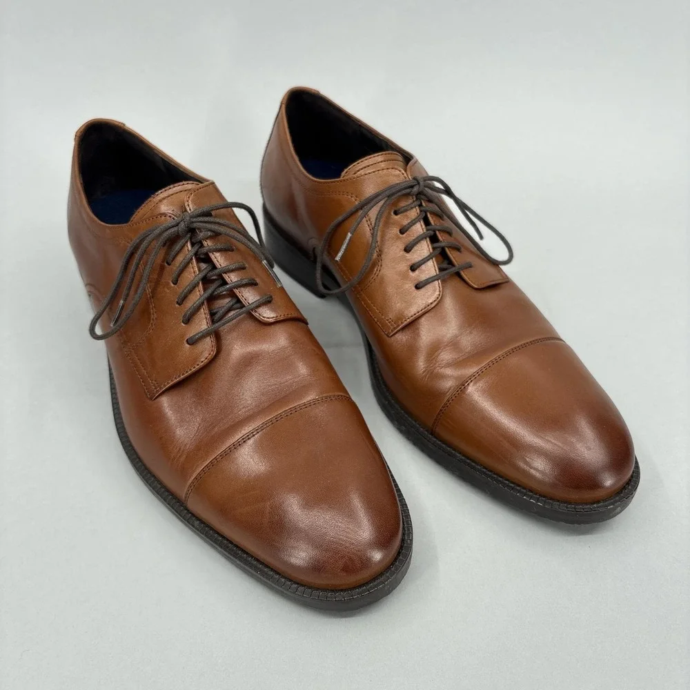 Cole Haan Shoes Mens 9.5 Brown Leather Cap Toe Derby Dress Grand.OS C34138